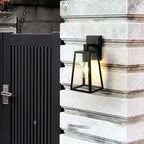 Outdoor Wall Lantern in Matte Black – Clear Panels Light the Entryway – Image 2