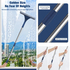 Window Squeegee with Telescopic Pole – Scrubber and Squeegee on One Head – Image 9
