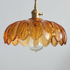 Flower-Shaped Glass Pendant Light with Brass Socket – Tints the Light on the Table – Image 6