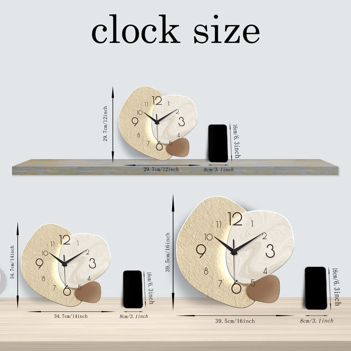 Quadratische Wanduhr mit Steinoptik – lautloses Quarzwerk – Bild 6