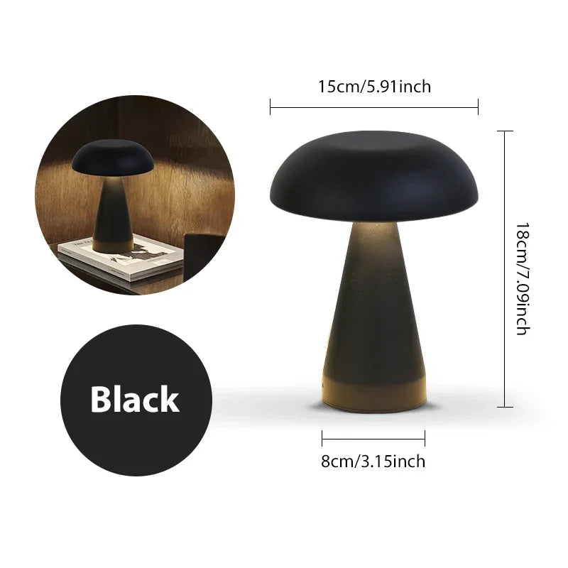 Pilzlampe aus Metall mit Akku – Touch-Dimmer, drei Lichtfarben – Bild 10