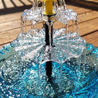 Hanging Bird Bath with Solar Fountain – Glass Bowl on a Chain – Image 3