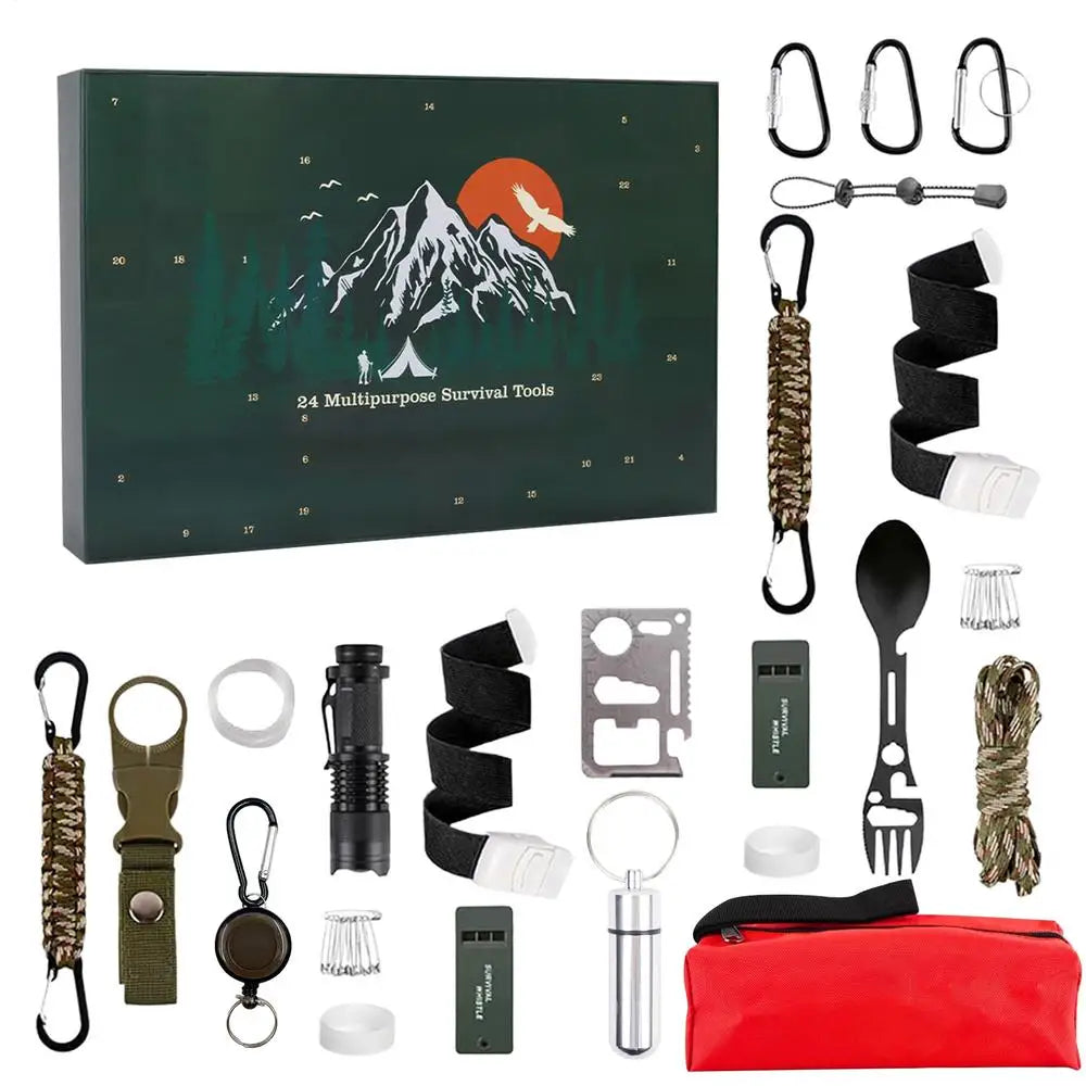 Survival Gear Advent Calendar 2026 with 24 Tools – A Compact Kit for Camping and Hiking – Image 1