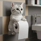 Cat-Shaped Toilet Paper Holder in Resin – Wall-Mounted with Screws – Image 10