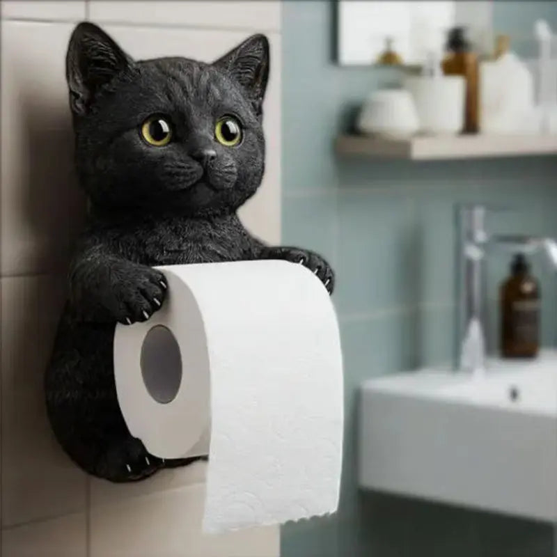 Toilettenpapierhalter in Katzenform – aus Harz, für die Wand – Bild 9