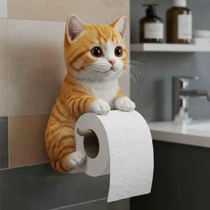 Toilettenpapierhalter in Katzenform – aus Harz, für die Wand – Bild 8