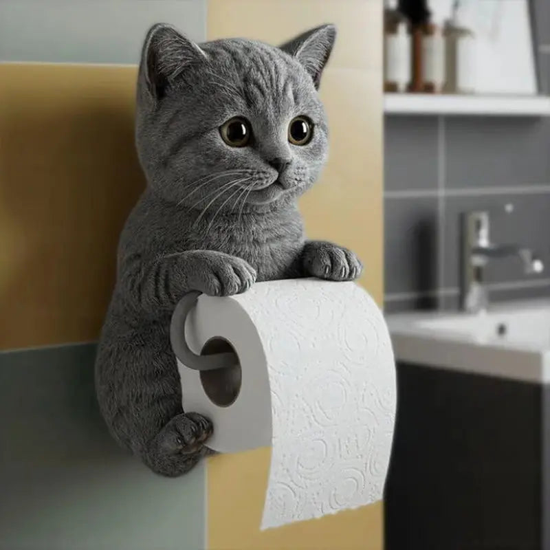 Toilettenpapierhalter in Katzenform – aus Harz, für die Wand – Bild 6