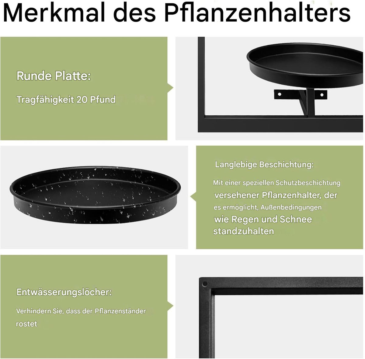 Wandhalter für Pflanzen aus Metall – schwarz, für den Innenbereich – Bild 5