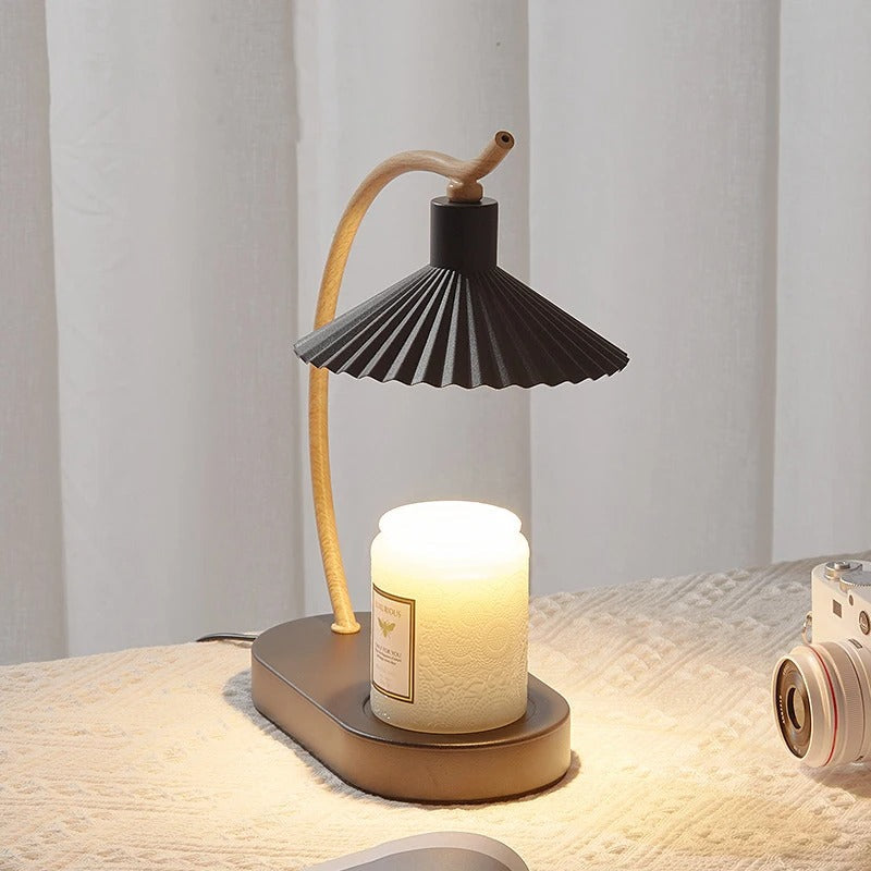 Kerzenwärmer-Lampe aus Metall und Holz – schmilzt die Kerze von oben – Bild 3