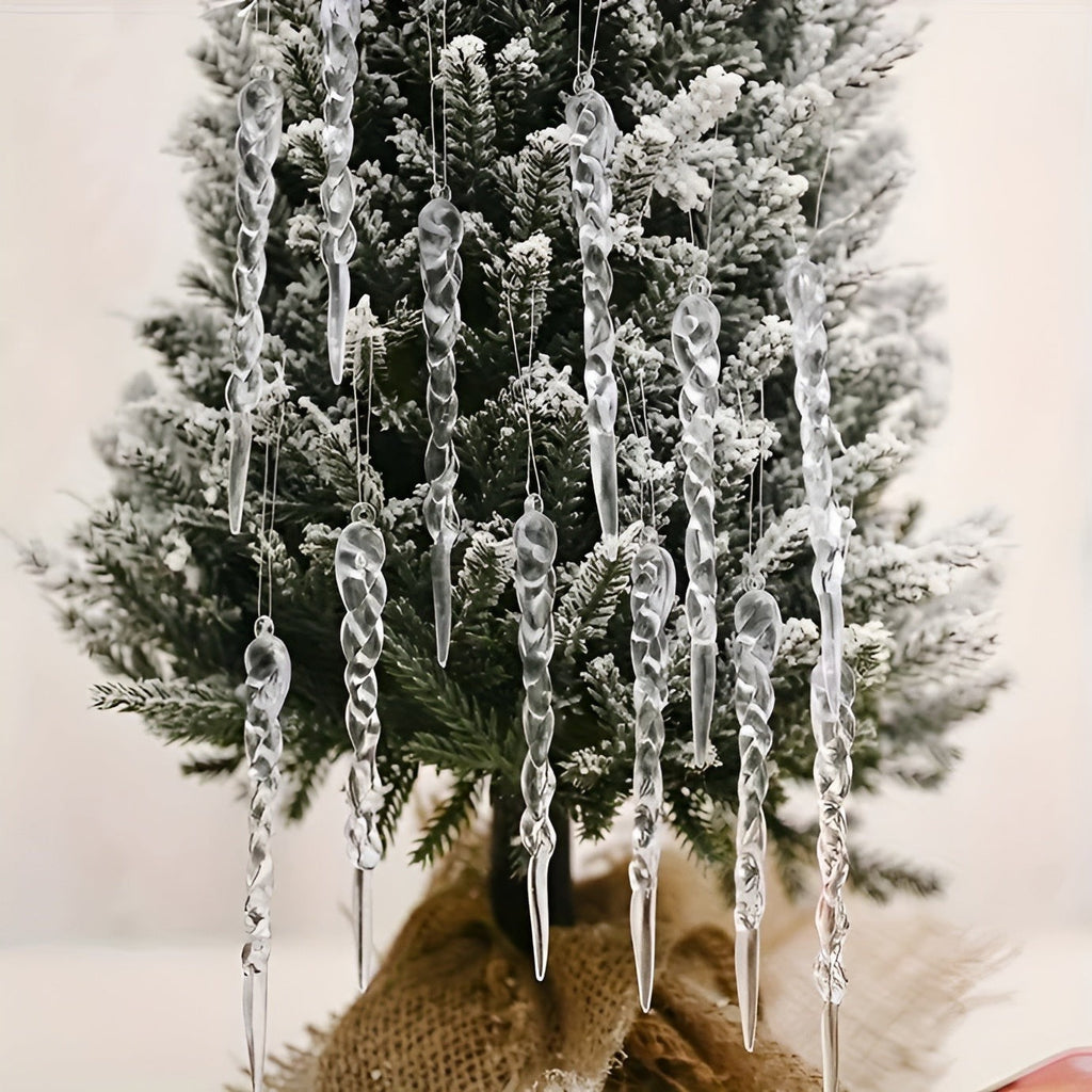 Acrylic Icicle Ornaments, Set of 24