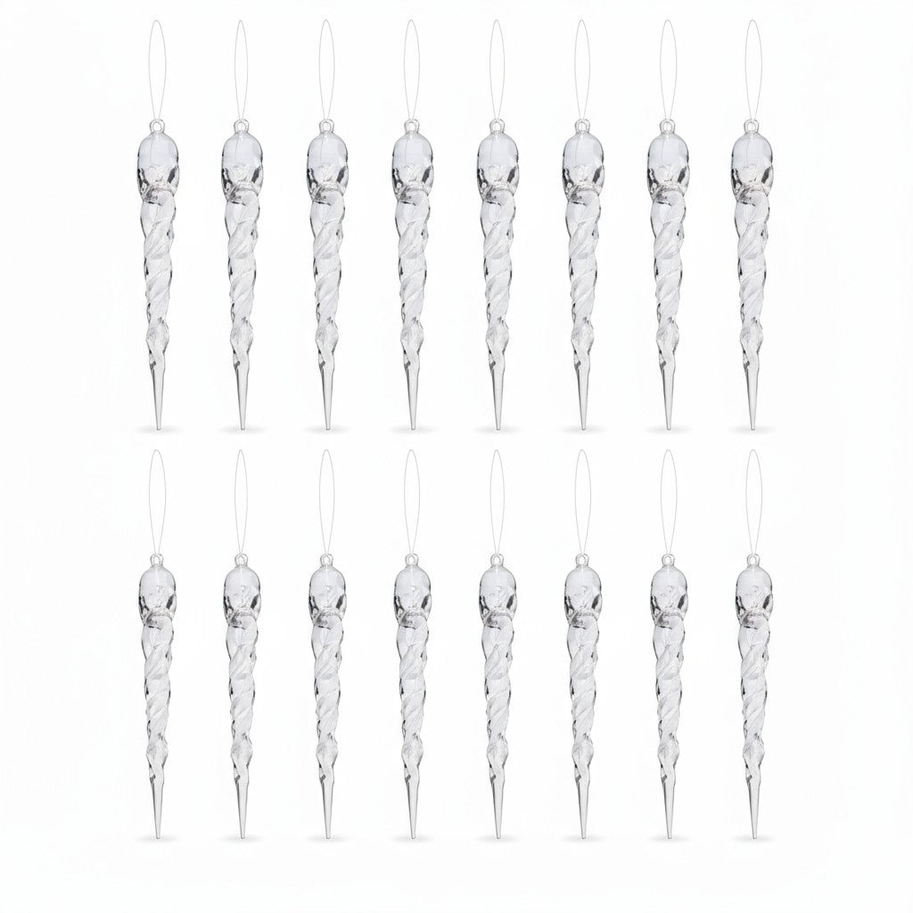 Acrylic Icicle Ornaments, Set of 24