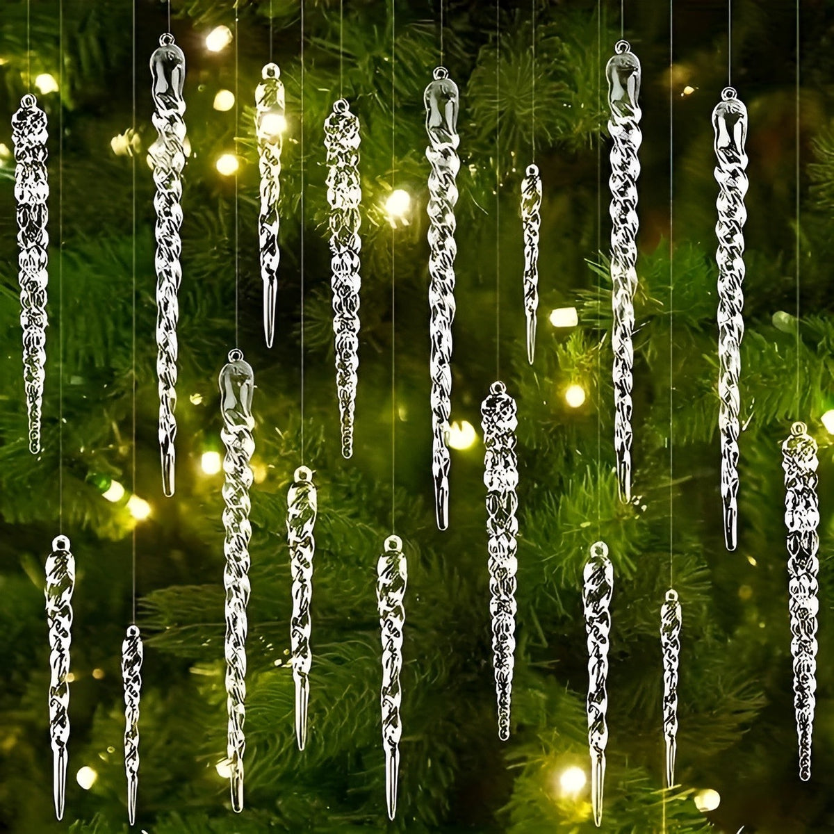 Acrylic Icicle Ornaments, Set of 24