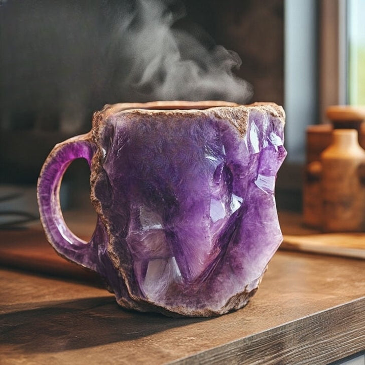Kaffeetasse in Kristalloptik – handgefertigt, in sieben Steinfarben – Bild 5