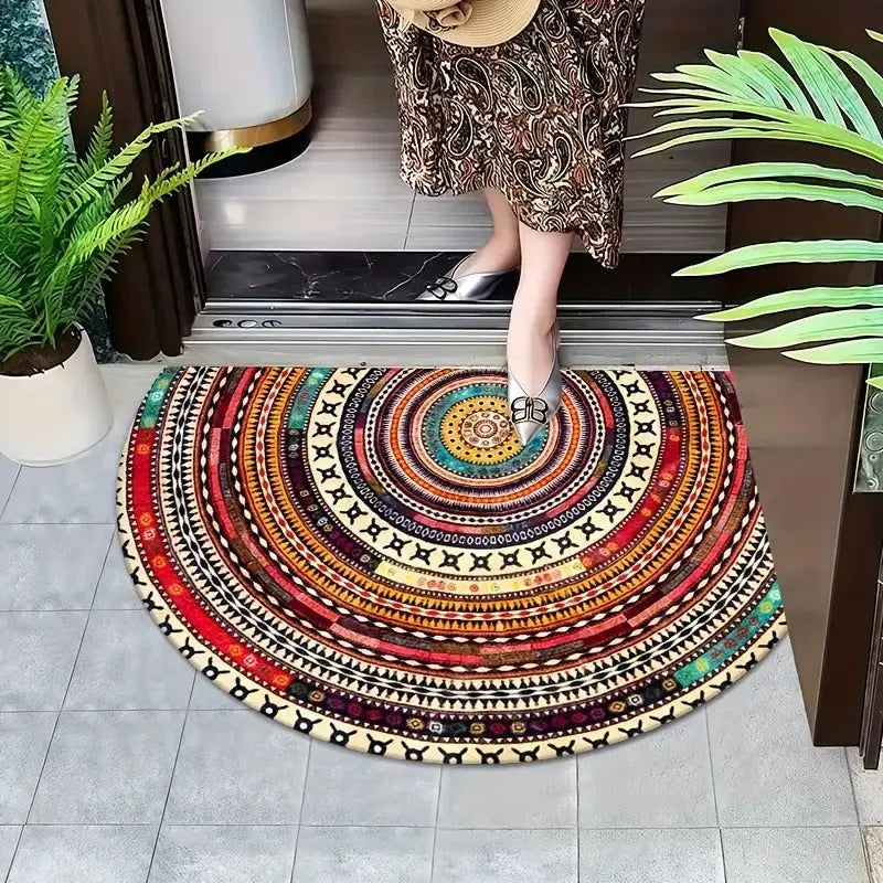 Halbmond-Fußmatte im Boho-Muster – einen Zentimeter flach – Bild 1