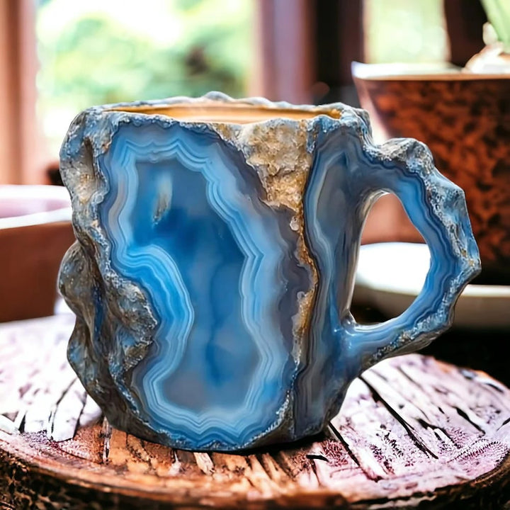 Kaffeetasse in Kristalloptik – handgefertigt, in sieben Steinfarben – Bild 6