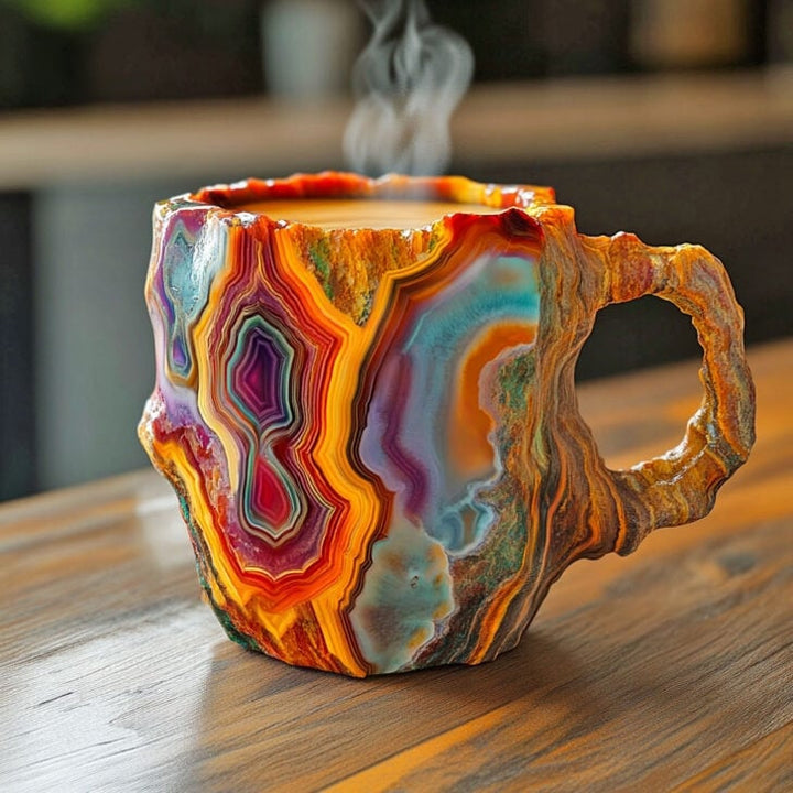 Kaffeetasse in Kristalloptik – handgefertigt, in sieben Steinfarben – Bild 3