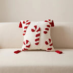 Christmas Candy Cane Cushion Cover – Red and White