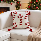 Christmas Candy Cane Cushion Cover – Red and White