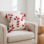 Christmas Candy Cane Cushion Cover – Red and White