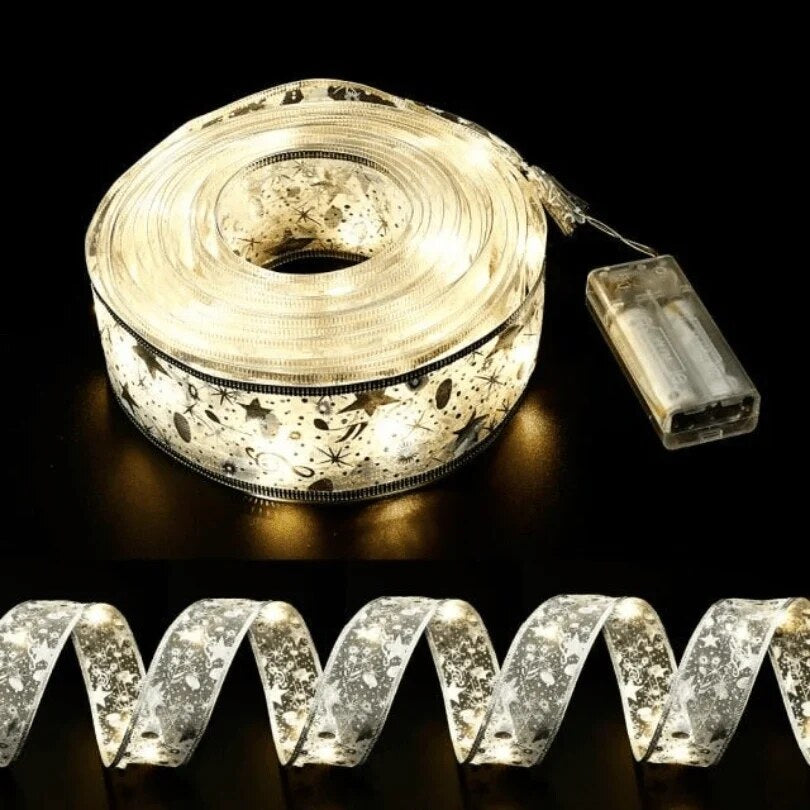 Christmas LED Ribbon Lights – Stars in Gold and Silver