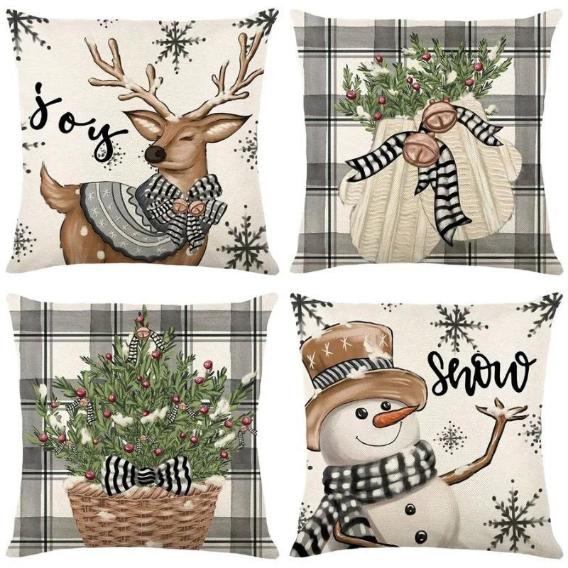 Christmas Throw Pillow Covers, Set of 4