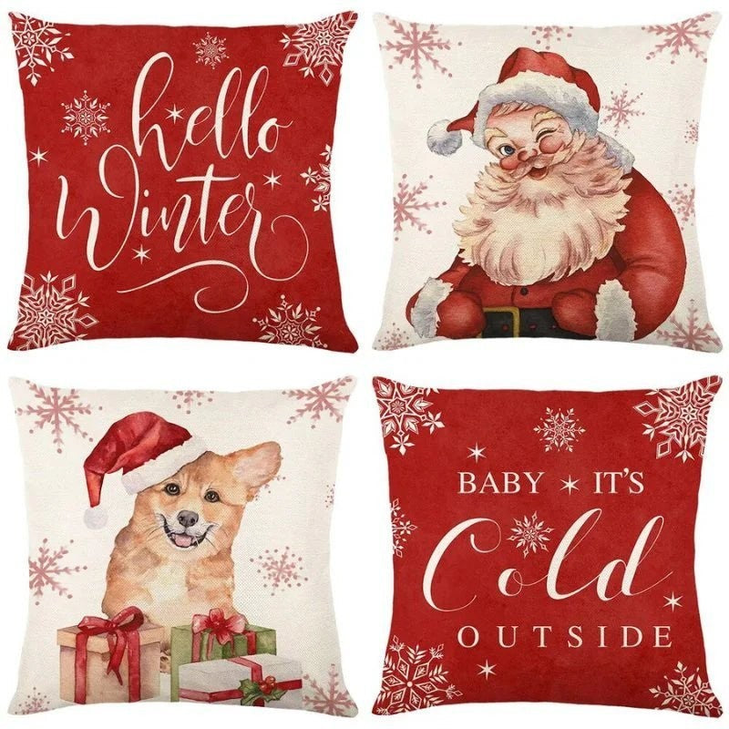 Christmas Throw Pillow Covers, Set of 4