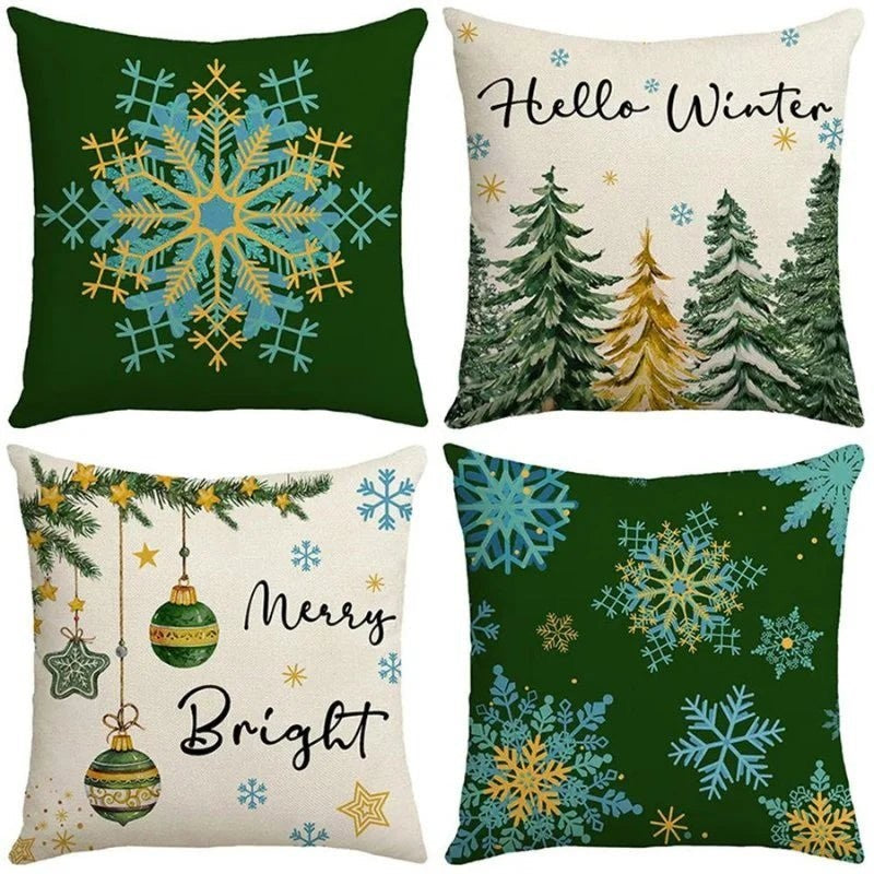 Christmas Throw Pillow Covers, Set of 4