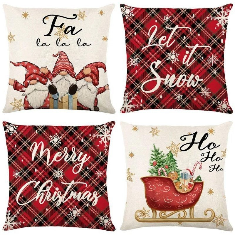 Christmas Throw Pillow Covers, Set of 4