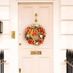 Christmas Wreath with Golden Poinsettias – Mixed Ornaments