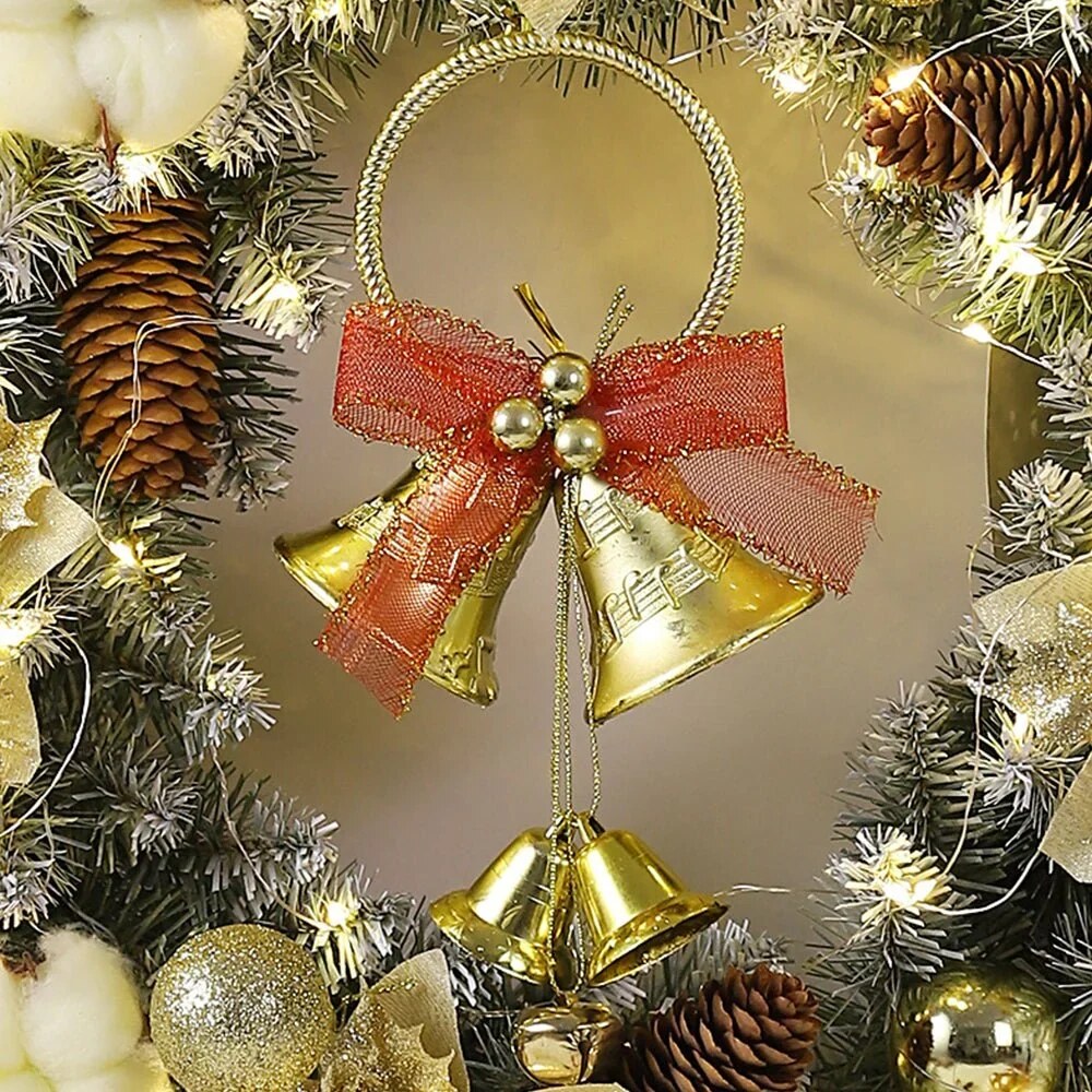 Christmas Wreath with Golden Poinsettias – Mixed Ornaments