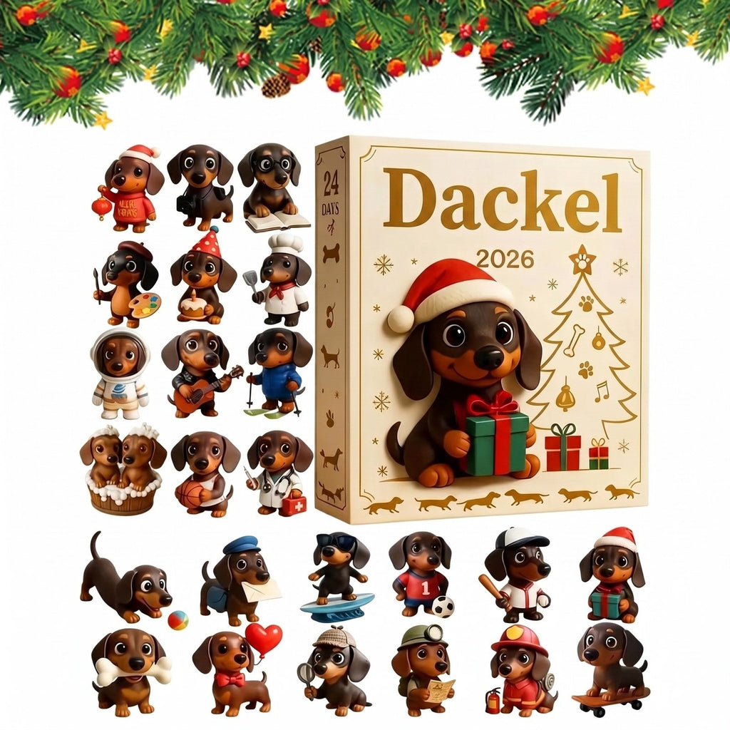 Dachshund Advent Calendar with 24 Acrylic Ornaments – For the Tree, a Wreath or Your Keys – Image 1