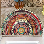 Half-Moon Door Mat with Boho Pattern – Low Profile Fits Under the Door – Image 4