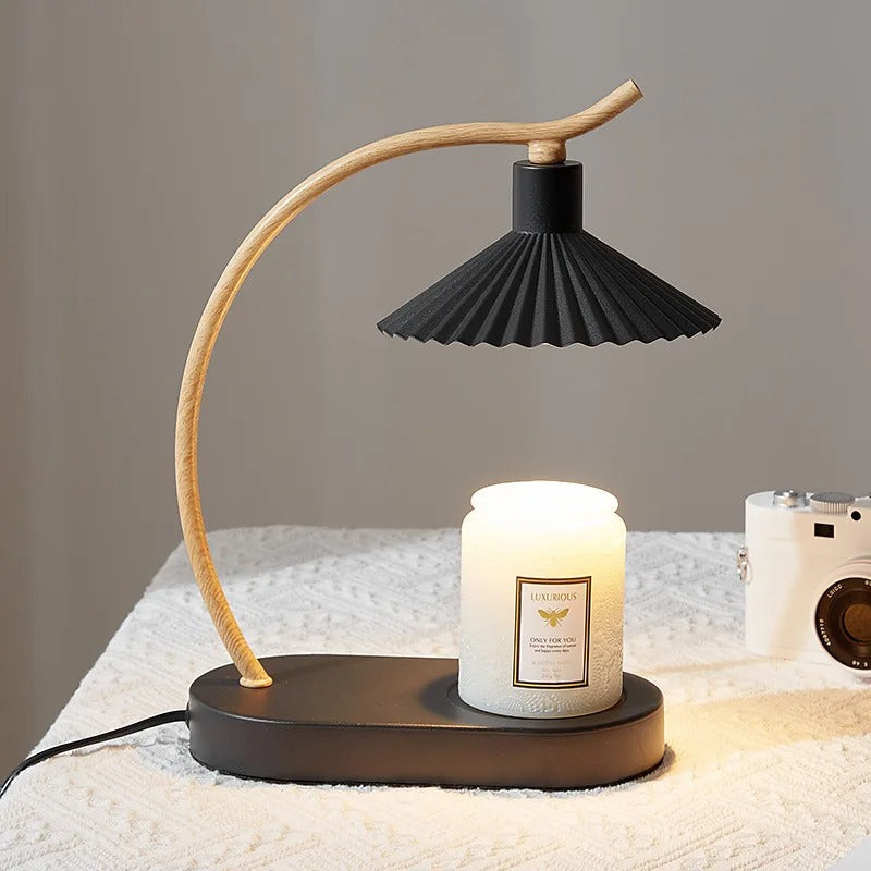 Kerzenwärmer-Lampe aus Metall und Holz – schmilzt die Kerze von oben – Bild 2