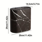 Oval Trash Can with Lid in Marble or Wood Look – Fits Neatly in a Corner – Image 10