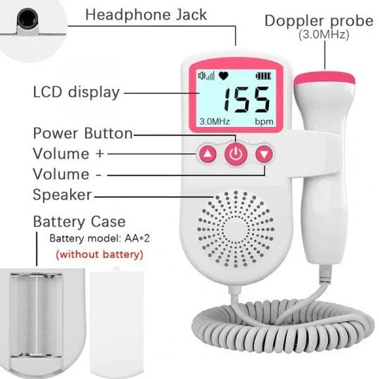 Fetal Doppler with LCD Display – Portable Heartbeat Monitor