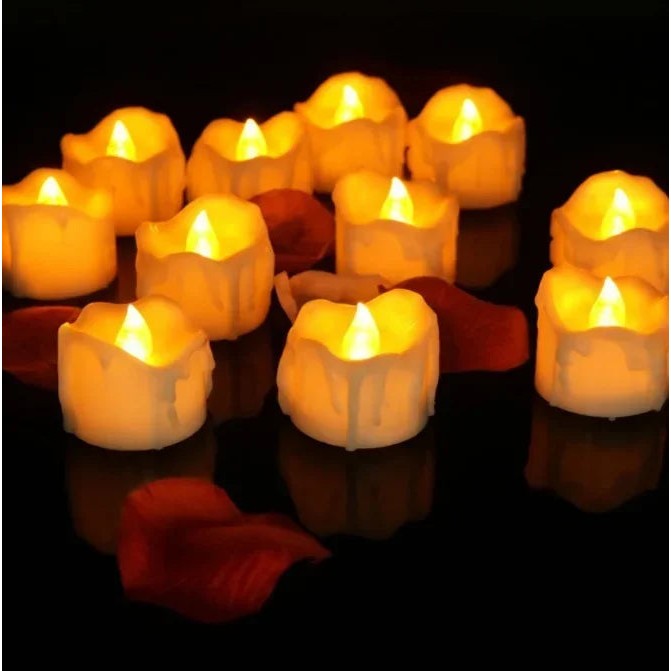 Flickering LED Tea Lights, Set of 12
