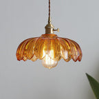 Flower-Shaped Glass Pendant Light with Brass Socket – Tints the Light on the Table – Image 4