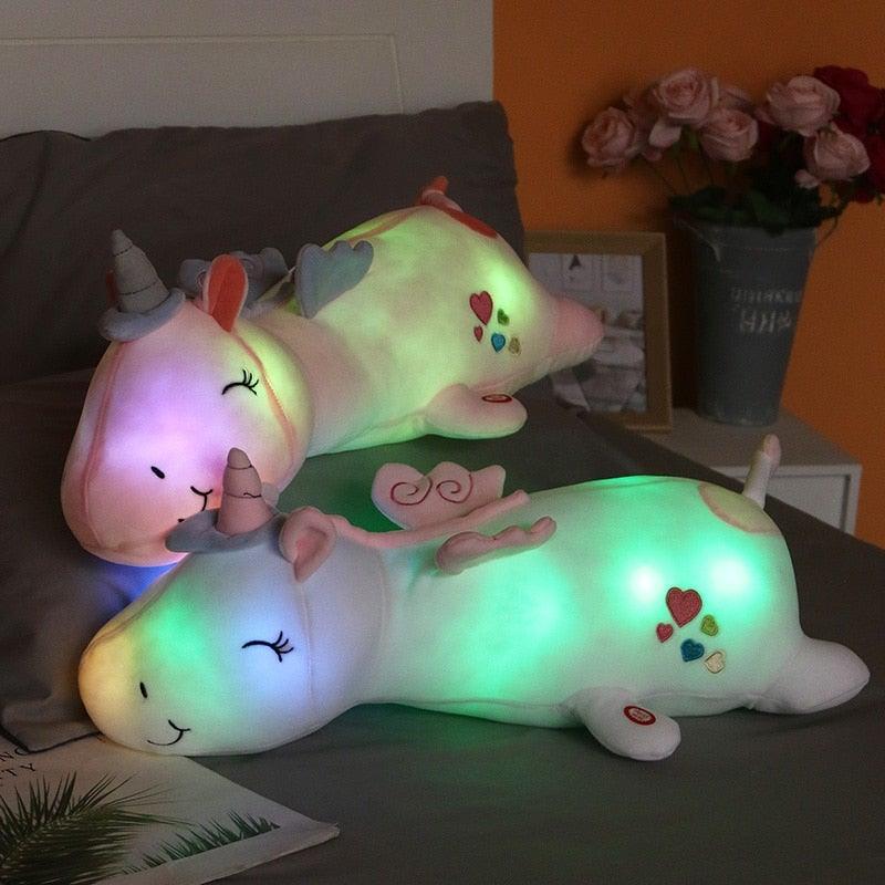 Kuscheltier-Einhorn mit Leuchtfunktion – wechselnde Regenbogenfarben – Bild 2