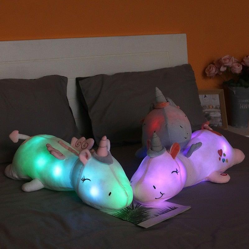 Kuscheltier-Einhorn mit Leuchtfunktion – wechselnde Regenbogenfarben – Bild 7