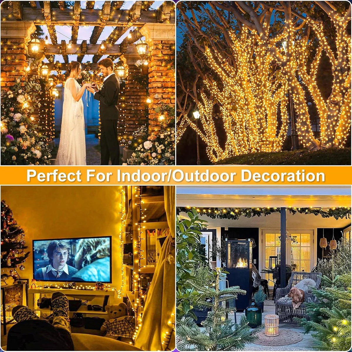 Green Wire String Lights with Remote