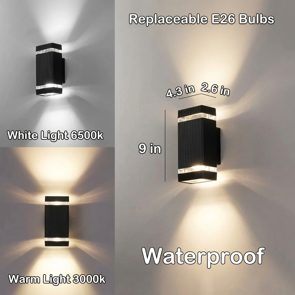 Outdoor Up and Down Wall Light with E26 Socket – Weatherproof, Highlights the Wall – Image 6