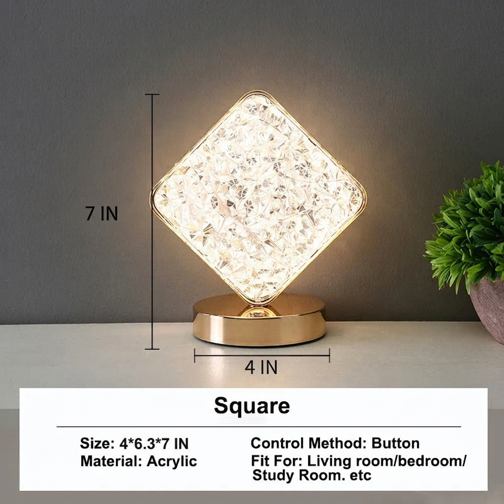 Crystal Night Light with Engraved Design – Dimmable, Three Light Colors – Image 9