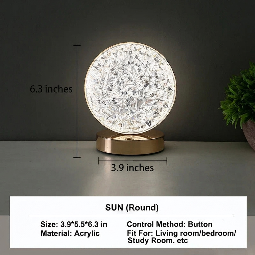 Crystal Night Light with Engraved Design – Dimmable, Three Light Colors – Image 7