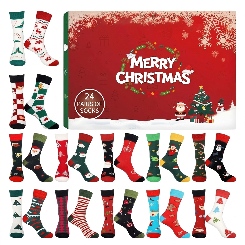 Christmas Sock Advent Calendar 2026 with 24 Pairs – A Fresh Pair Every December Morning – Image 1