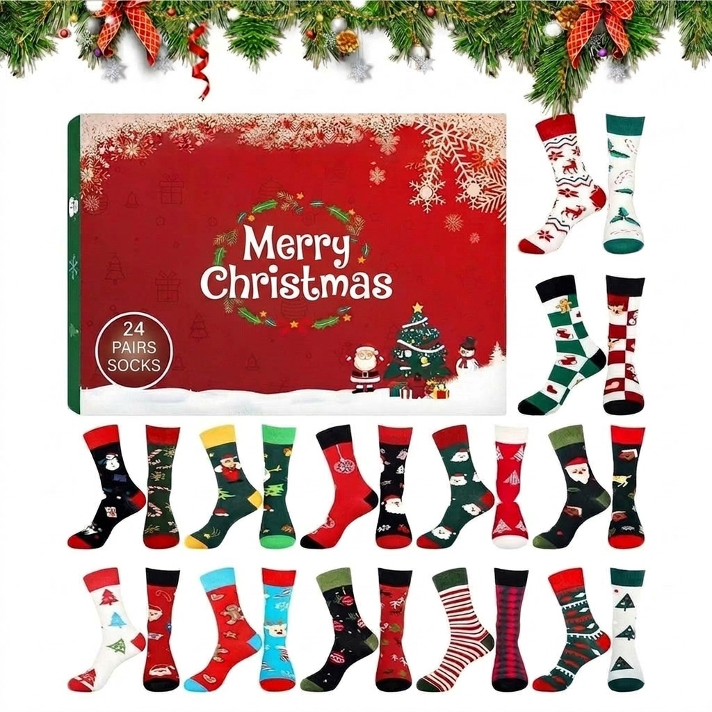 Christmas Sock Advent Calendar 2026 with 24 Pairs – A Fresh Pair Every December Morning – Image 2