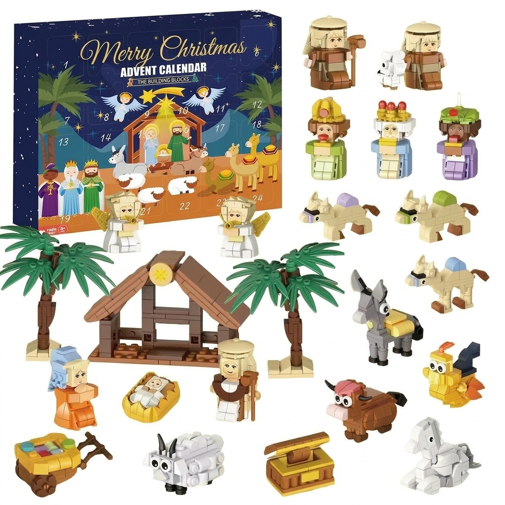 Nativity Building Brick Advent Calendar 2026 – 24 Kits That Build a Full Manger Scene – Image 1