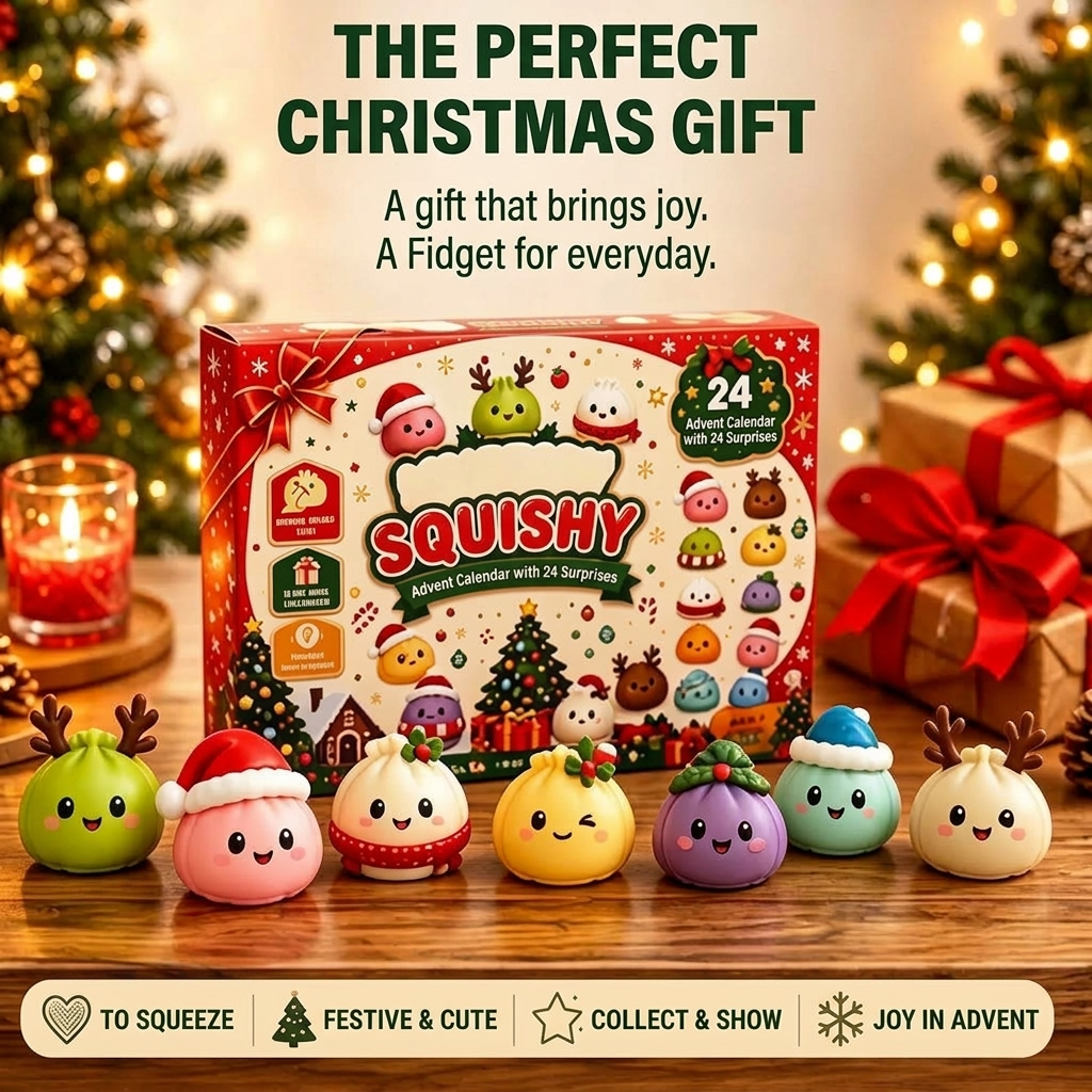 Squishy Advent Calendar 2026 with 24 Slow-Rising Figures – Soft Holiday Toys to Squeeze – Image 2