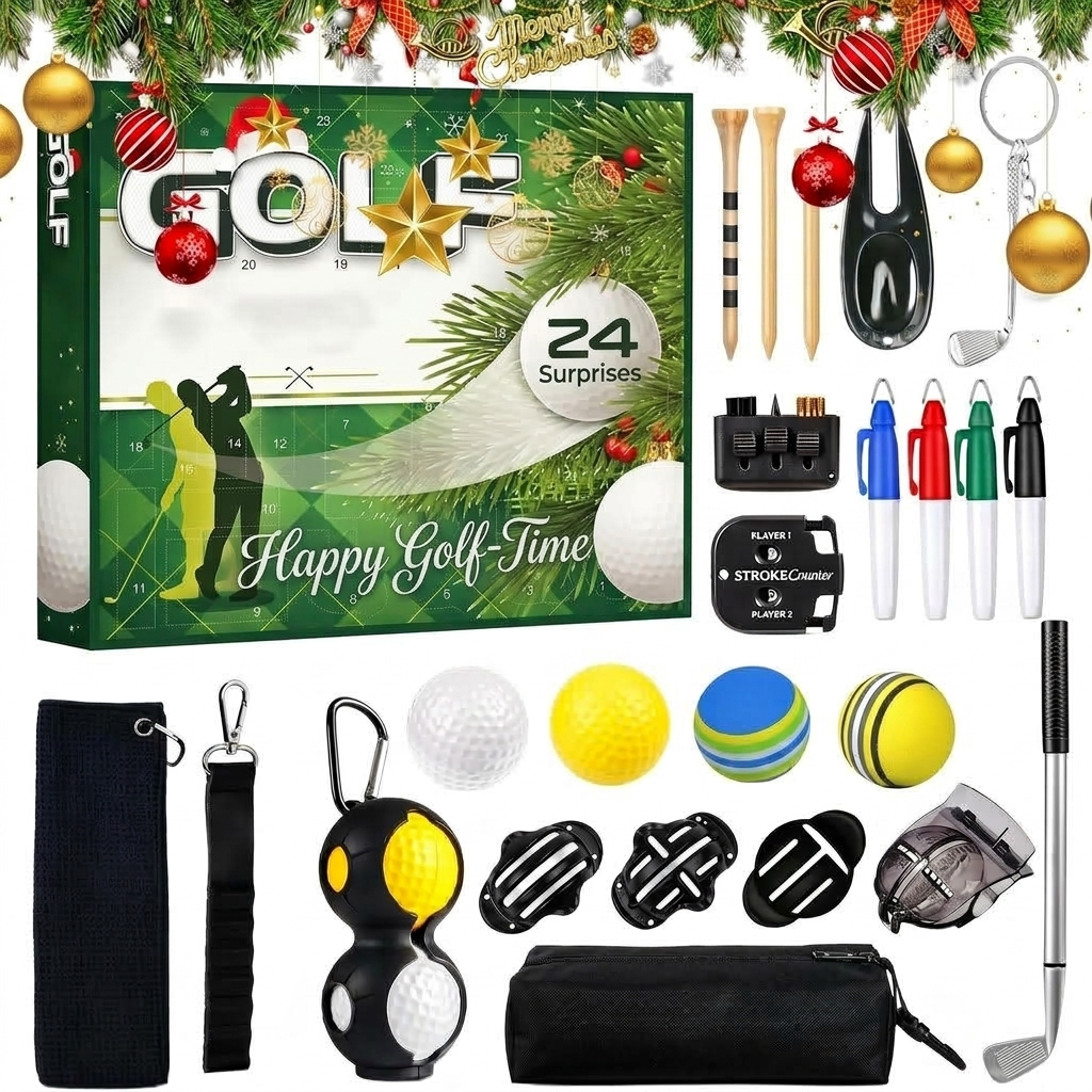 Golf Advent Calendar 2026 with Balls, Tees and Line Marker – 24 Pieces for the Golf Bag – Image 1