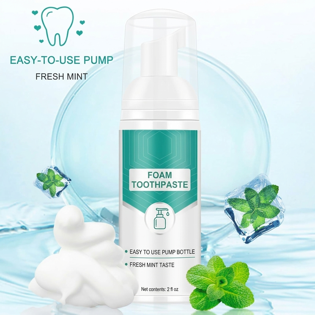 Foaming Toothpaste in a Pump Bottle – Spreads Throughout Your Mouth – Image 2
