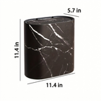 Oval Trash Can with Lid in Marble or Wood Look – Fits Neatly in a Corner – Image 10